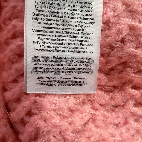 Vero Moda Pink Coral Freja Balloon Sleeve Crew Neck Pullover Sweater Women Small - Picture 4 of 5